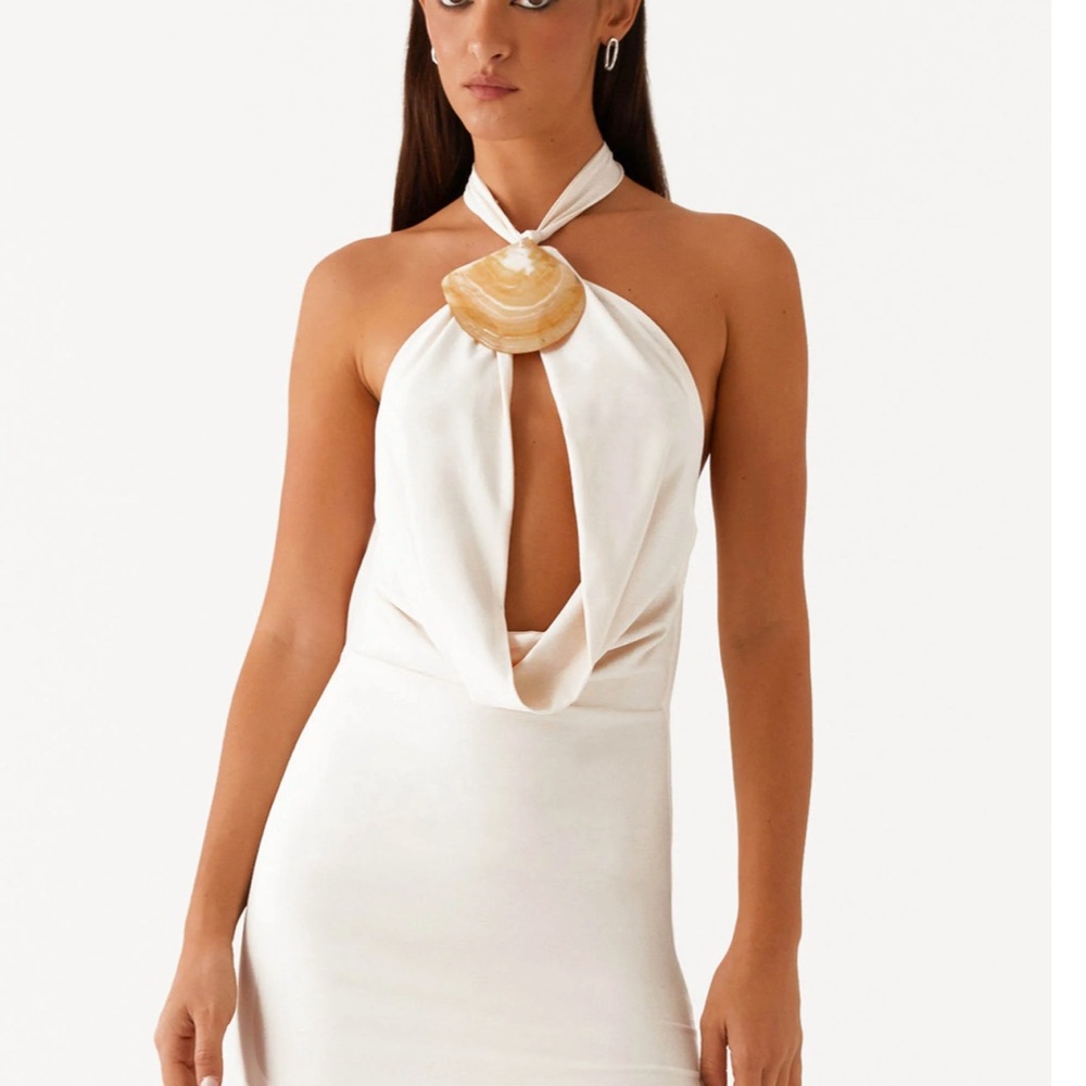 Elegant White Halter Dress